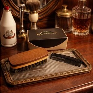1950s Men's Grooming Brush and Comb Set - Brown Made in West Germany